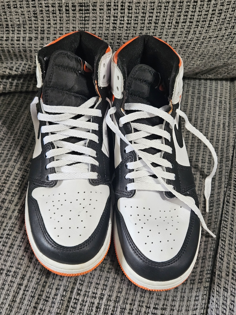 Nike Boy's High-Top Sneakers in Black, White & Orange